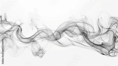 Gray white smoke swirls and shapes, transparent background.