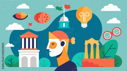 By analyzing historical monuments and artifacts a neurodivergent historian uncovers the hidden stories and symbolism within them offering new insights. Vector illustration