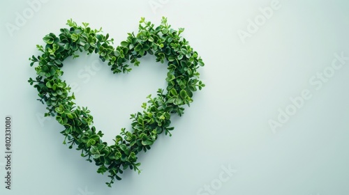 A heart shape made of green leaves