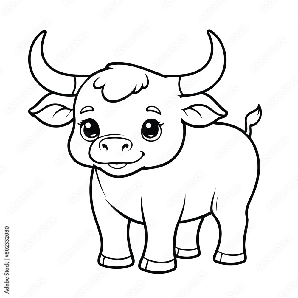 Fototapeta premium Adorable bull for children page.eps