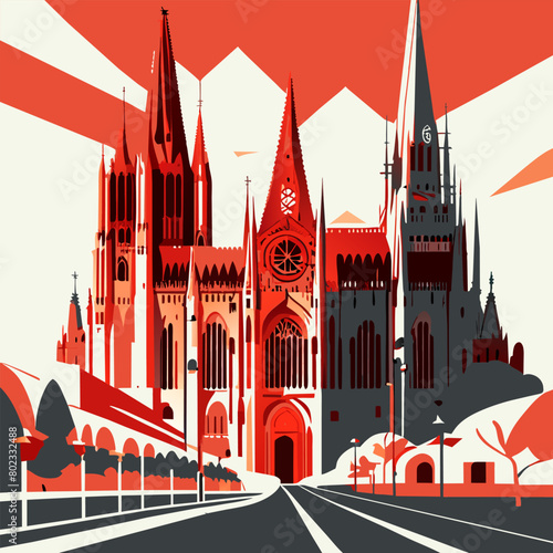 the new and old cathedral of salamanca, vector illustration flat 2 photo