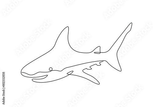 Shark fish continuous single line drawing vector illustration. Premium vector