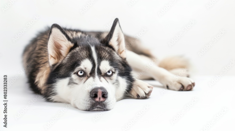 Portrait of a bored Husky dog over plain background Portrait of a bored Husky dog over plain background