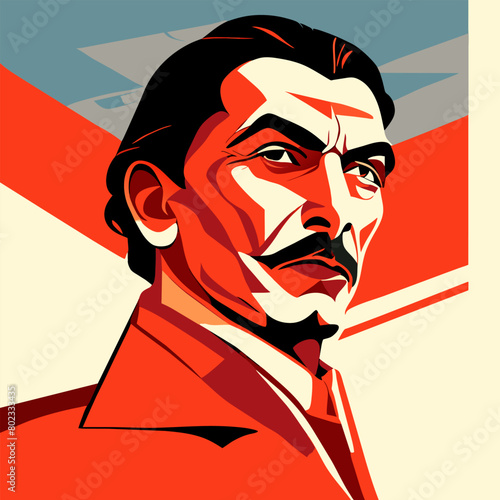 vladimir vladimirovich mayakovsky - russian and soviet poet, vector illustration flat 2 photo