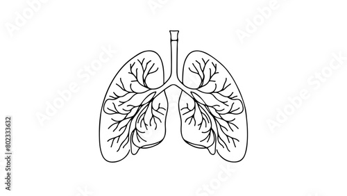 One continuous line drawing of human lungs