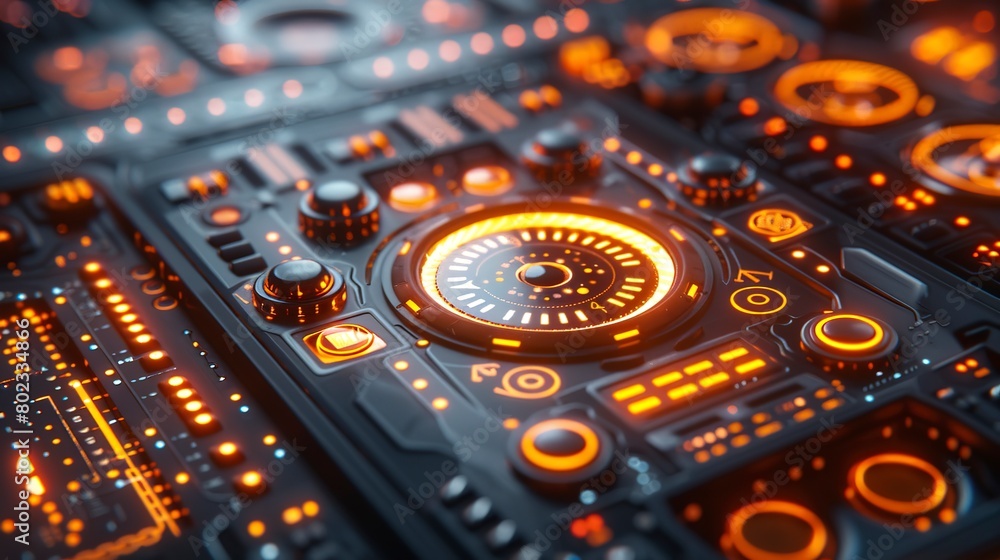 MRI machine control panel, glowing buttons, dim room light, close up, high tech aura MRI machine control panel, glowing buttons, dim room light, close up, high tech aura