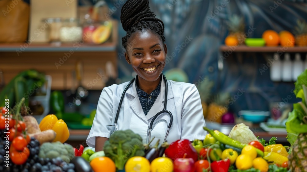 A Smiling Doctor at Market Stand