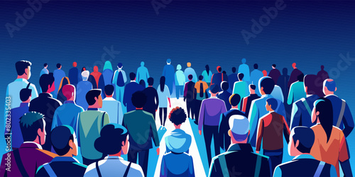 Colorful illustration of a diverse group of people gathered at a protest, under the night sky, showing unity and the power of collective activism