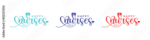 Lovely International Nurse Day Logo Design, 12th May International Nurses Day, love heart, nurse hat with nurses vector modern logo design template