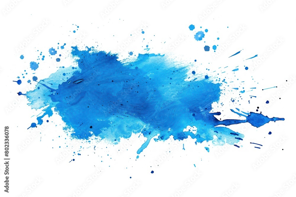 Abstract Blue Ink Splash Design Isolated on White Background
