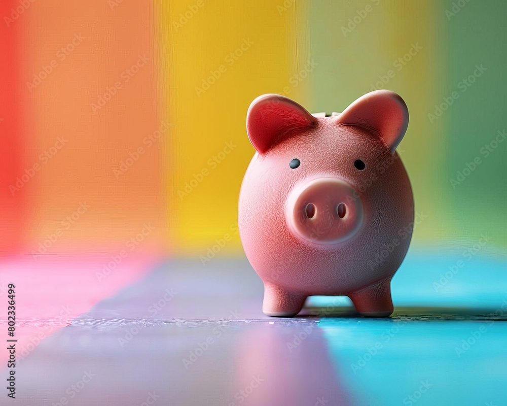 Simple piggy bank against a vibrant minimalist backdrop, visually appealing Simple piggy bank against a vibrant minimalist backdrop, visually appealing