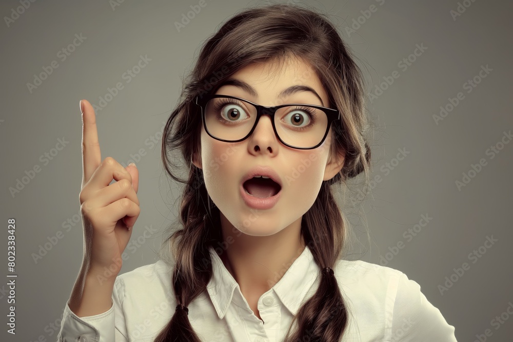 Young woman with a bright idea gesture Young woman with a bright idea gesture