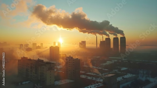The Role of Specific Pollutants in Global Warming and Climate Change. Concept Impact of Carbon Dioxide, Methane Emissions, Nitrous Oxide Levels, Deforestation, Industrial Pollution photo