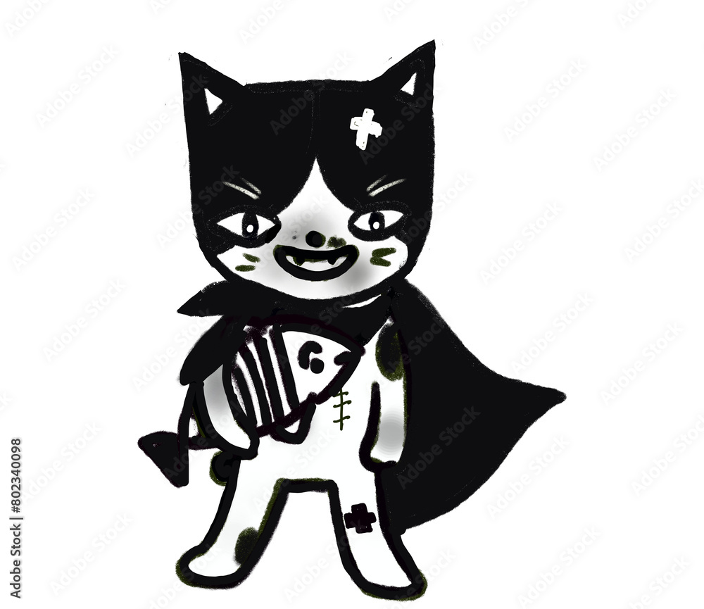 Obraz premium black and white cat cartoon