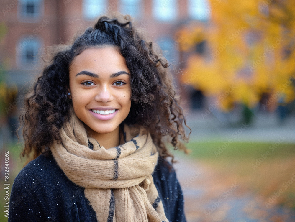 Portrait of a young woman in college Portrait of a young woman in college