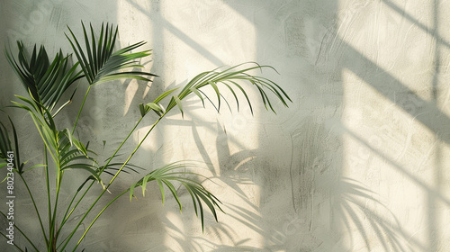 Modern Minimal Tropical Palm Shadow Play - Summer Backdrop