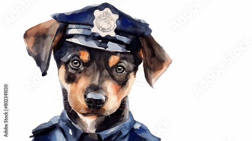 Cachorro policial no fundo branco - Poster infantil photo