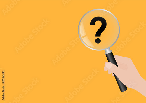Question Mark with Magnifying Glass. Business Solution Concept. Vector Illustration. 