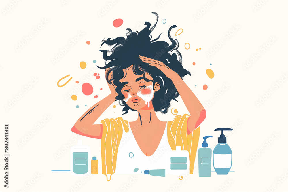 The girl washes her face The girl washes her face