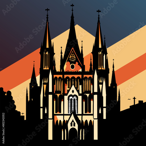 a gothic cathedral of salamanca, vector illustration flat 2 photo