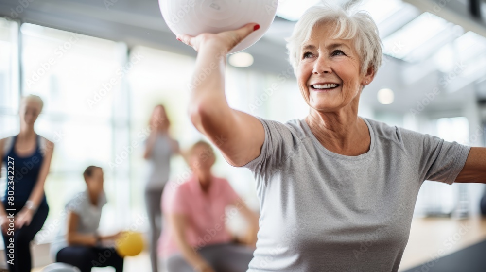 old senior woman doing sports in a gymnastics studio old senior woman doing sports in a gymnastics studio