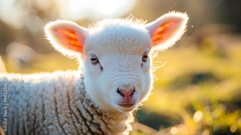 Obraz premium Close up portrait of a young lamb outdoors