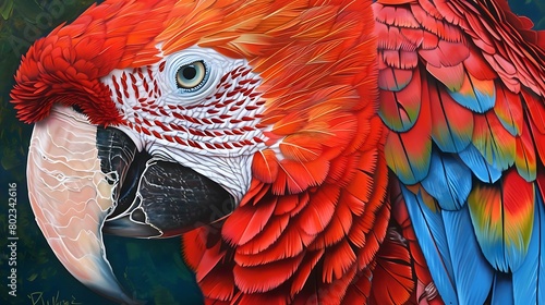 Close up of macaw parro photo