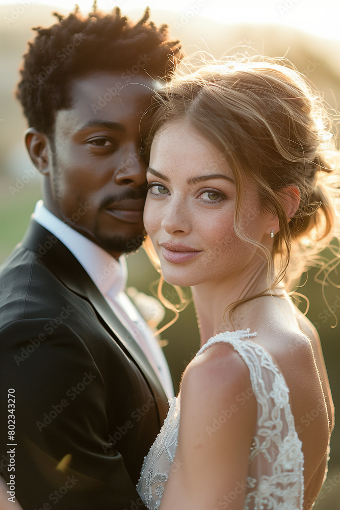 A multiethnic married couple getting married A multiethnic married couple getting married