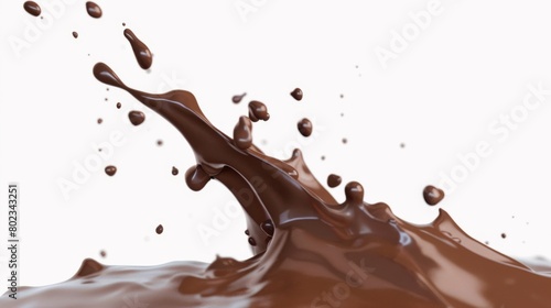Dynamic Chocolate Splash on White Background