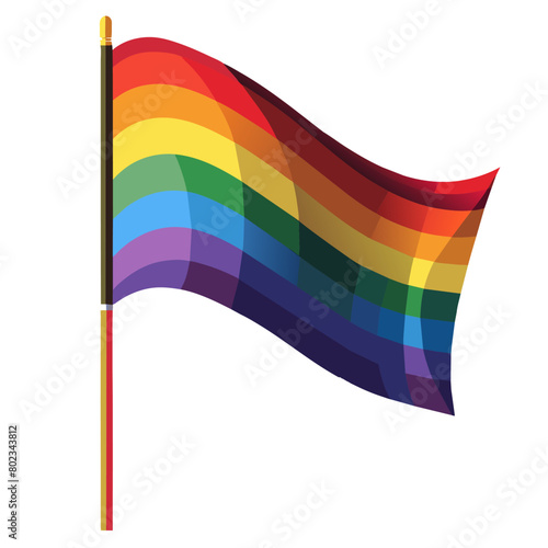 High-quality illustration of a colorful rainbow flag representing the lgbt community, waving gracefully, symbolizing diversity, pride, and inclusivity