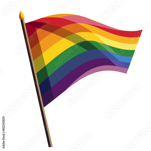Illustrated rainbow flag symbolizing lgbt pride and diversity waves against a clean, white background, representing the power and unity of the lesbian, gay, bisexual, and transgender community