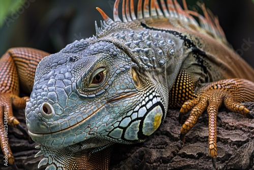 Close up of a green iguana (Iguana iguana)
