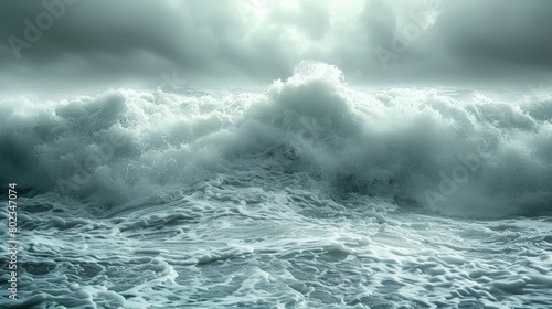 Stormy sea with big waves. Epic seascape. 3D rendering