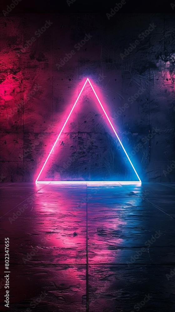 Minimalist neon party with glowing pink and blue lights against a stark black background Minimalist neon party with glowing pink and blue lights against a stark black background