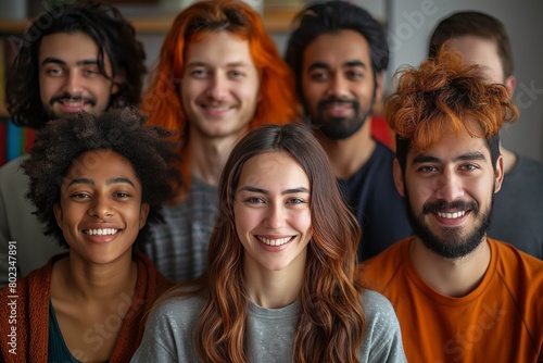 Group of young diverse friends smiling