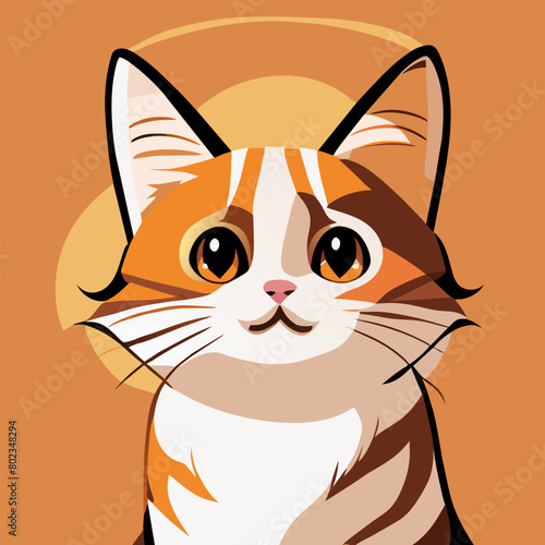 cute cat with white background hd, vector illustration flat 2