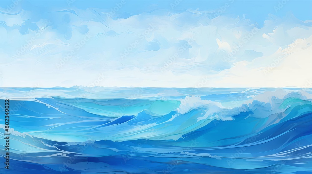 Fototapeta premium Vivid and detailed painting of rough ocean waves