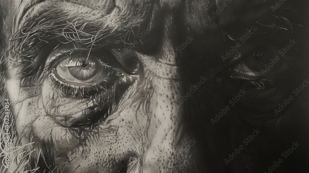 A close up of an old man's face, with a focus on his eyes.