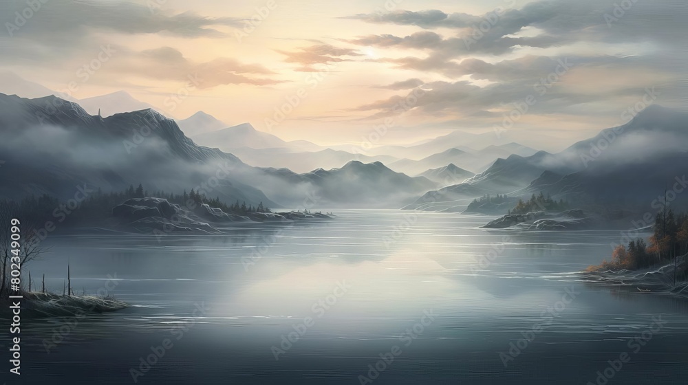 a serene mountain lake landscape