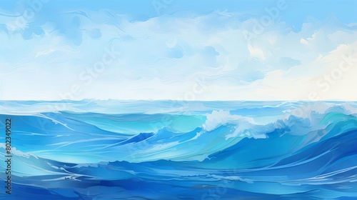 Vivid and detailed painting of rough ocean waves