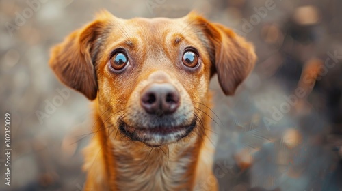 Expressive brown dog with begging eyes, large, expressive eyes looking up, displaying a heartwarming and pleading face, capturing attention with its gaze