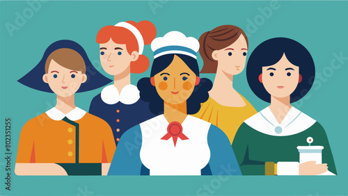 A section dedicated to the various roles women played during the Revolutionary War showcasing their contributions as nurses spies and homemakers.. Vector illustration photo