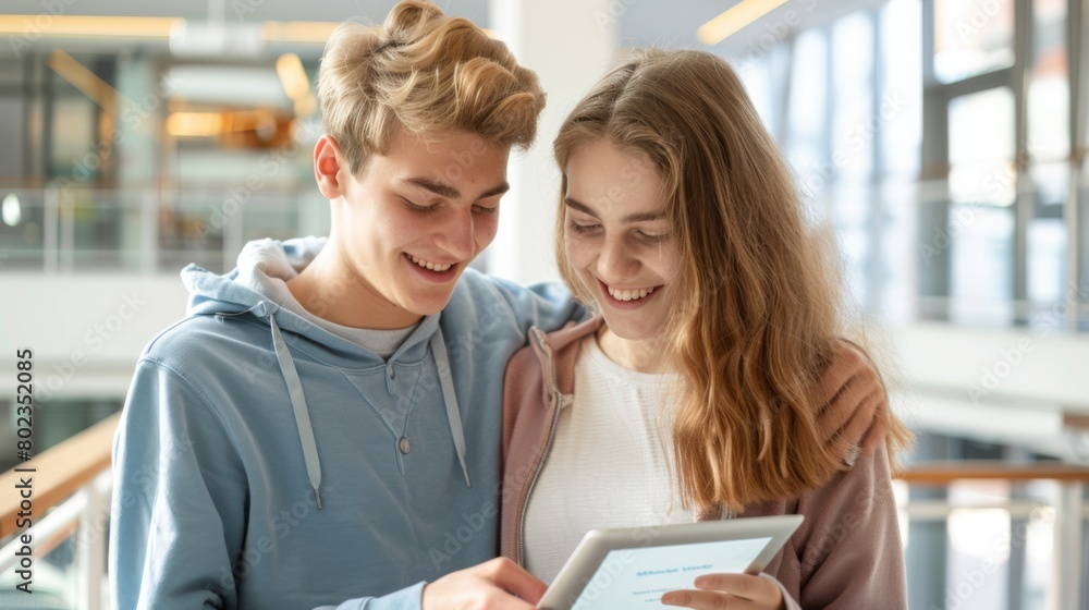 Teenagers Sharing Tablet Indoors Teenagers Sharing Tablet Indoors