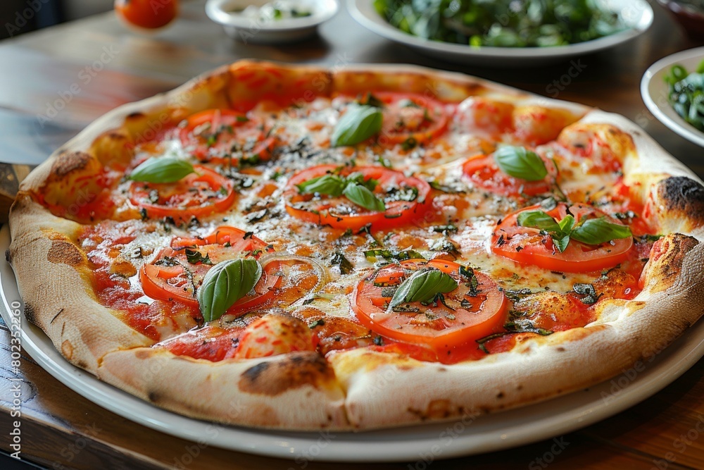 Pizza Margherita with buffalo mozzarella and basil Pizza Margherita with buffalo mozzarella and basil