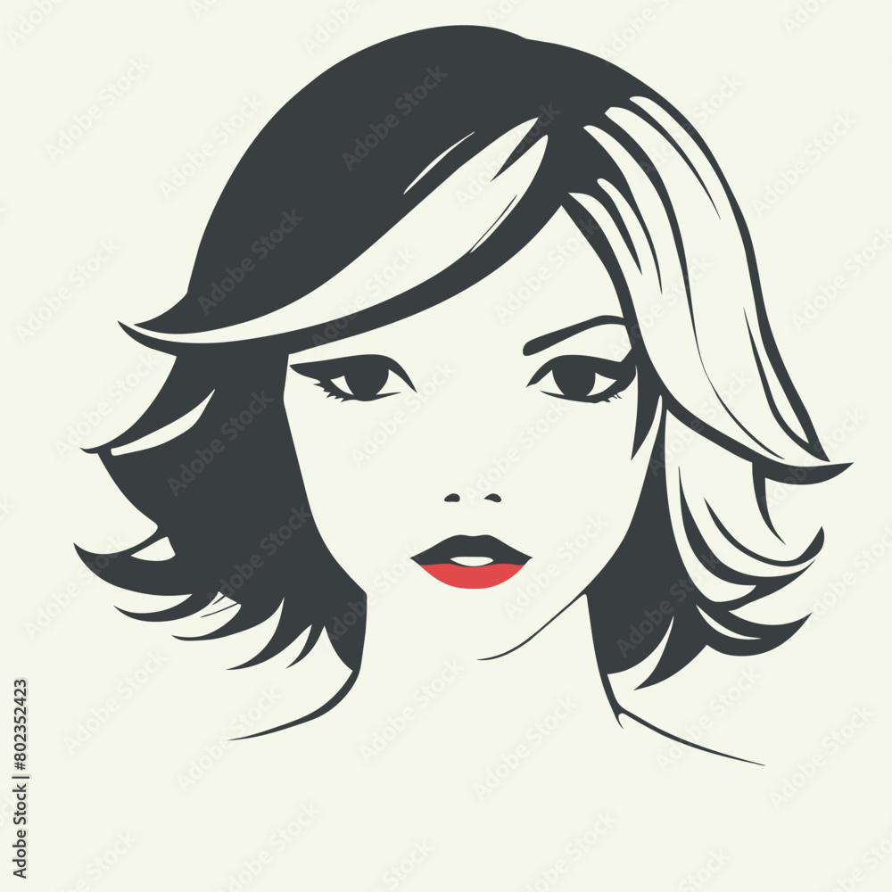 detailed clear sketch of blonde front facing hair face, vector illustration flat 2