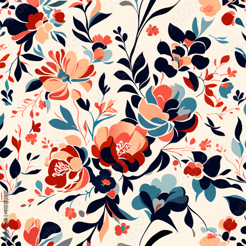a feature pattern suitable for textiles consisting of watercolor drawings and flowers  vector