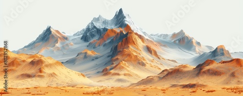 Warm hues paint a serene desert mountain scene