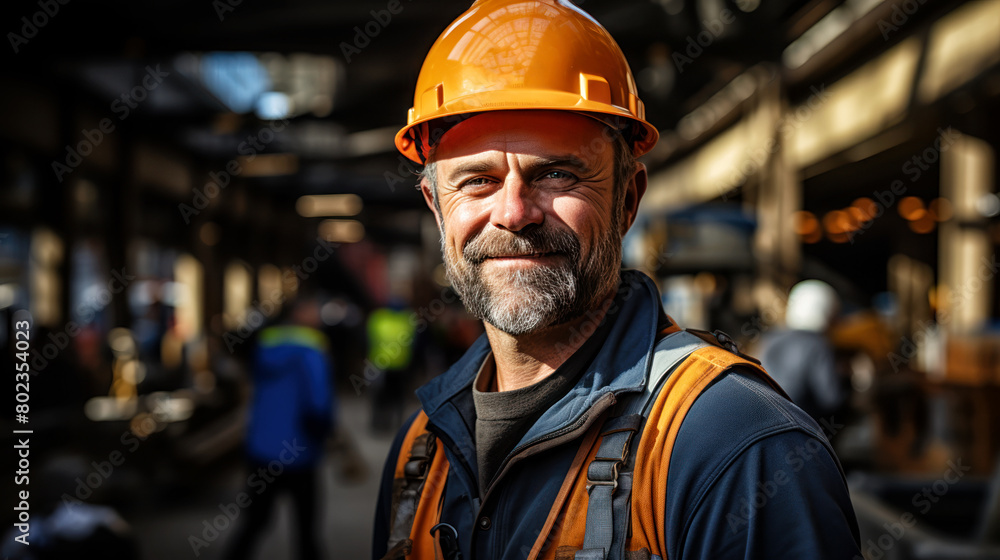 Portrait of a Mature Construction Foreman on Site.Generative ai. Portrait of a Mature Construction Foreman on Site.Generative ai.