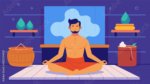 A yogi ends their practice with a restful sauna session allowing their body and mind to fully relax and absorb the benefits of their physical and.
