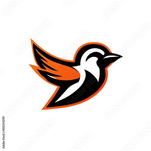simple clean b bird logo mascot, vector illustration flat 2